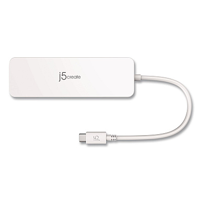 j5create Multi-Port Hub for USB-C Enabled Laptops, 4-Port, White (JCD373)