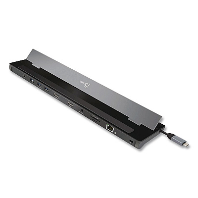 j5create Dual-Display Docking Station, 2 HDMI/USB-A/USB-C/RJ45/SD/microSD/3.5 mm Audio, Black (JCD542)