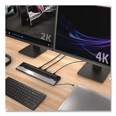 j5create Dual-Display Docking Station, 2 HDMI/USB-A/USB-C/RJ45/SD/microSD/3.5 mm Audio, Black (JCD542)