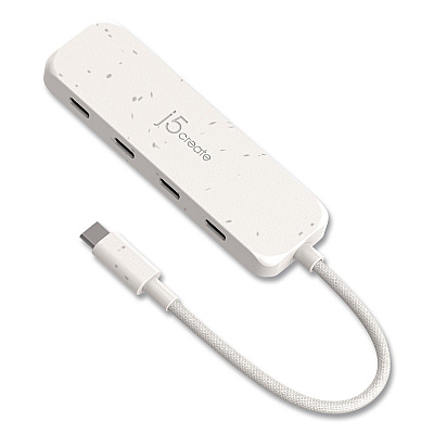 j5create 4-Port USB-C Hub, Pure White (JCH345EW)