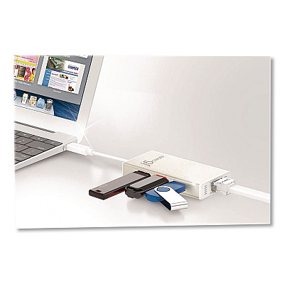 j5create USB-C to Ethernet Adapter, RJ45/USB-A/USB-C, 5.71", Gold/White (JCH471US)
