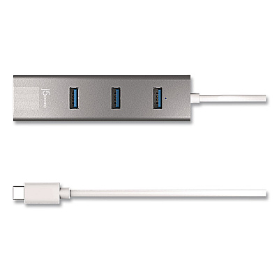 j5create USB-A/Ethernet 3-Port Hub, Space Gray (JCH474)