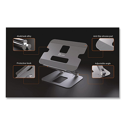 j5create Multi-Angle Laptop Stand, Space Gray/Silver, Supports 9 lbs (JTS127)