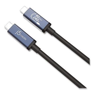 j5create USB-C to USB-C Cable, 2.6 ft, Black/Space Gray (JUC29L08)