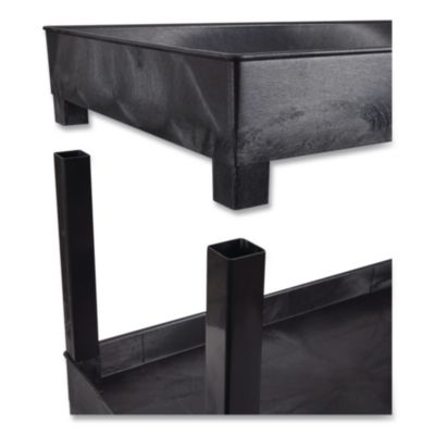 Luxor Tuffy XL Three-Shelf Utility Cart with Tub Shelves, Plastic, 300 lb Capacity, 35" x 18" x 36", Black (EC111B)