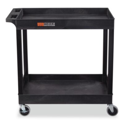 Luxor TUFFY XL Two-Shelf Heavy-Duty Multipurpose Utility Cart, Plastic, 200 lb Capacity, 35 x 18 x 34.25, Black (EC11B)