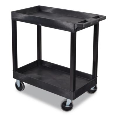 Luxor TUFFY XL Two-Shelf Heavy-Duty Multipurpose Utility Cart, Plastic, 200 lb Capacity, 35 x 18 x 34.25, Black (EC11B)