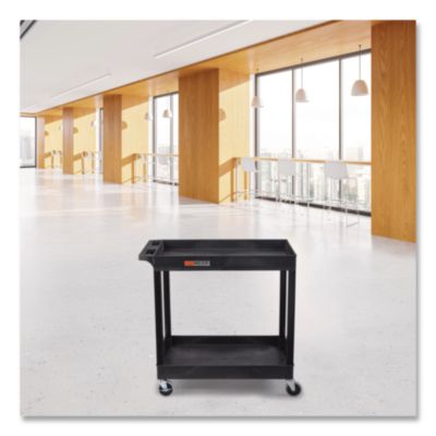 Luxor TUFFY XL Two-Shelf Heavy-Duty Multipurpose Utility Cart, Plastic, 200 lb Capacity, 35 x 18 x 34.25, Black (EC11B)