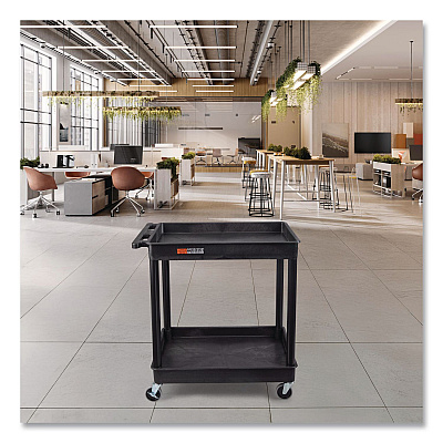 Luxor ENDURA Two-Shelf Utility Cart, Plastic, 400 lb Capacity, 32 x 24 x 37.5. Black (TC11)