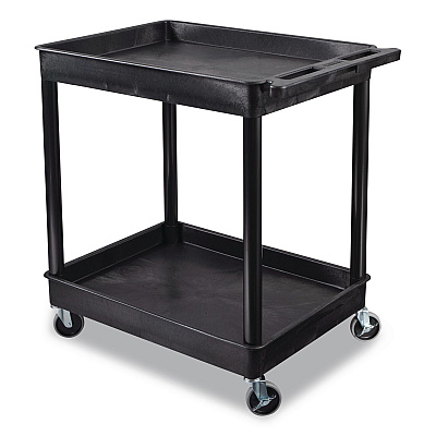 Luxor ENDURA Two-Shelf Utility Cart, Plastic, 400 lb Capacity, 32 x 24 x 37.5. Black (TC11)