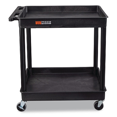 Luxor ENDURA Two-Shelf Utility Cart, Plastic, 400 lb Capacity, 32 x 24 x 37.5. Black (TC11)