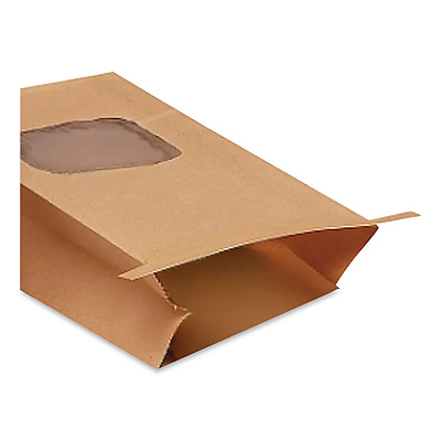 Bagcraft Stand-Up Window Bakery Bag, 4.75 x 2.5 x 9.5, Natural, 500/Carton (300249)