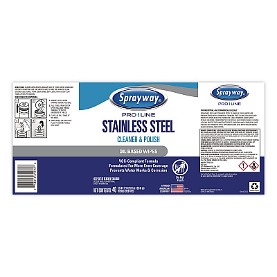 Stainless Steel Wipes, 1-Ply, 9.5 x 12, Unscented, White, 40 Wipes/Canister, 6 Canisters/Carton (1000058609)