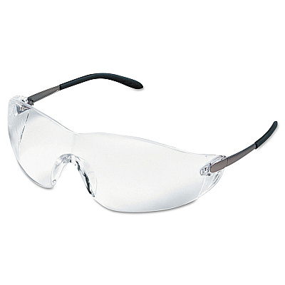 MCR Safety Blackjack Wraparound Safety Glasses, Chrome Plastic Frame, Clear Lens (CRWS2110)