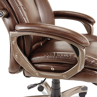 Alera Veon Series Executive High-Back Bonded Leather Chair, Supports Up to 275 lb, Brown Seat/Back, Bronze Base (ALEVN4159)