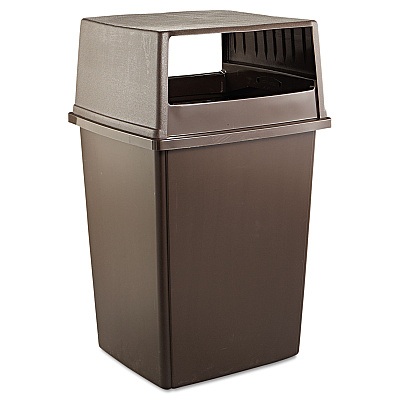 Rubbermaid Commercial Glutton Receptacle, Hooded Top without Door, Rectangular, 23w x 26.63d x 13h, Brown (RCP256VBRO)