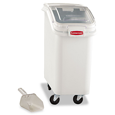 Rubbermaid Commercial ProSave Mobile Ingredient Bin, 20.57 gal, 13.13 x 29.25 x 28, White, Plastic (RCP360088WHI)