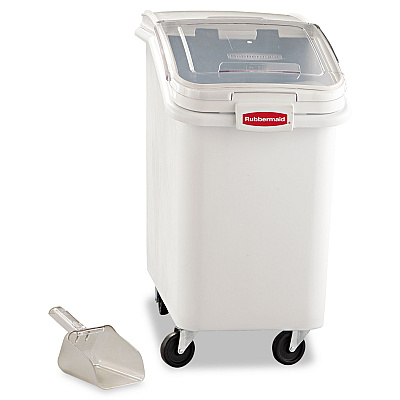 Rubbermaid Commercial ProSave Mobile Ingredient Bin, 26.18 gal, 15.5 x 29.5 x 28, White, Plastic (RCP360288WHI)