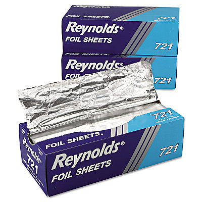 Reynolds Wrap Interfolded Aluminum Foil Sheets, 10.75 x 12, 500 Sheets/Box, 6 Boxes/Carton (RFP721)