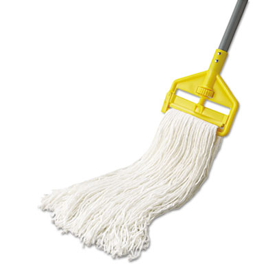 Rubbermaid Commercial Economy Cut-End Rayon Mop Head, 24oz, 1" Band, White, 12/Carton (RCPV418)