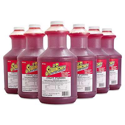 Sqwincher Liquid Concentrate Electrolyte Drink, Fruit Punch, 64oz Bottles, 6/Carton (SQW030325FP)