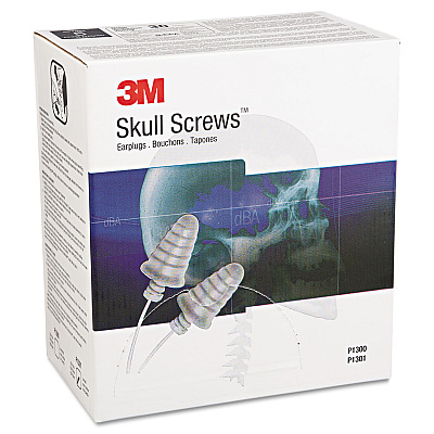 3M E-A-R Skull Screws Earplugs, Corded, 32 dB NRR, Gray, 120 Pairs (MMMP1301)