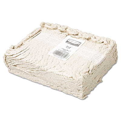 Rubbermaid Commercial Economy Cut-End Cotton Wet Mop Head, 20oz, 1" Band, White, 12/Carton (RCPV117)
