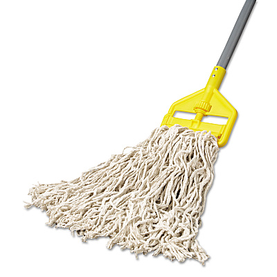 Rubbermaid Commercial Economy Cut-End Cotton Wet Mop Head, 20oz, 1" Band, White, 12/Carton (RCPV117)