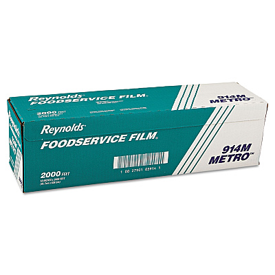 Reynolds Wrap Metro Light-Duty PVC Film Roll with Cutter Box, 18" x 2,000 ft, Clear (RFP914M)