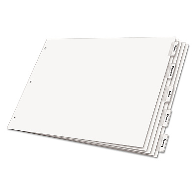 Cardinal Paper Insertable Dividers, 5-Tab, 11 x 17, White, Clear Tabs, 1 Set (CRD84812)