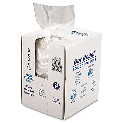Inteplast Group Food Bags, 112 oz, 6" x 3" x 15", Clear, 1,000/Carton (IBSPB060315H)