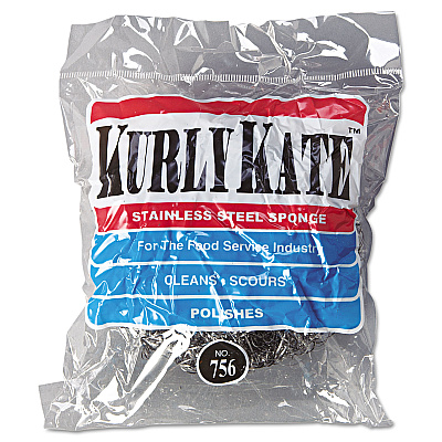 Kurly Kate Stainless Steel Scrubbers, Large, 4 x 4, Steel Gray, 12 Scrubbers/Pack, 6 Packs/Carton (PUX756)