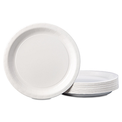 Hoffmaster Coated Paper Dinnerware, Plate, 9" dia, White, 50/Pack, 10 Packs/Carton (HFMPL7095)