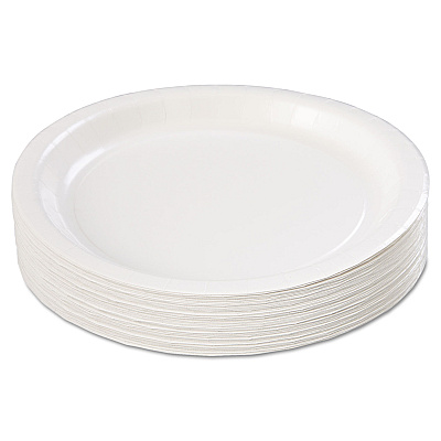 Hoffmaster Coated Paper Dinnerware, Plate, 9" dia, White, 50/Pack, 10 Packs/Carton (HFMPL7095)