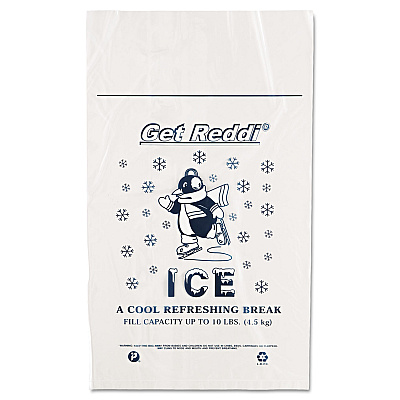 Inteplast Group Ice Bags with Twist-Ties, Ice: Penguin Icon Labeling, 10 lb Capacity, 12" x 21", Clear, 1,000/Carton (IBSIC1221)