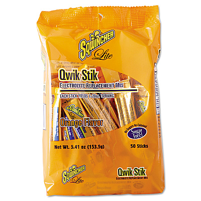Sqwincher Sugar-Free Qwik Stik Energy Drink Mix, Orange, 1.26 oz Packet, 50/Pack (SQW060100OR)