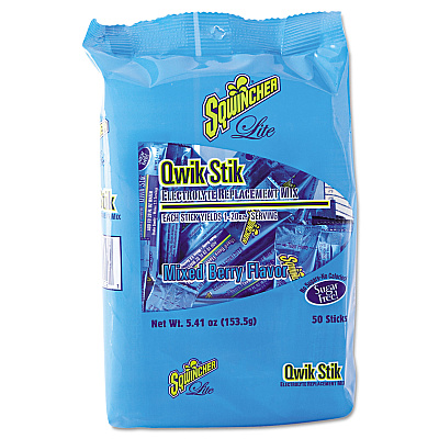 Sqwincher Sugar-Free Qwik Stik Energy Drink Mix, Berry, 1.26 oz Packet, 50/Pack (SQW060101MB)