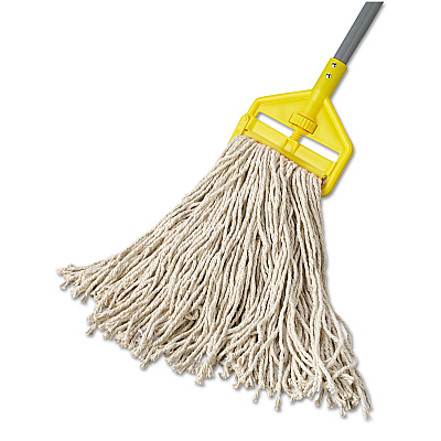 Rubbermaid Commercial Premium Cut-End Cotton Wet Mop Head, 16oz, White, 1" Orange Band, 12/Carton (RCPF11612)