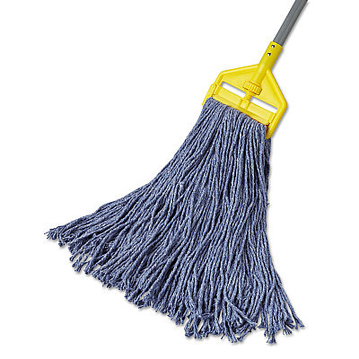 Rubbermaid Commercial Cotton/synthetic Cut-End Blend Mop Head, 24 Oz, 1" Band, Blue, 12/carton (RCPF51812BLU)