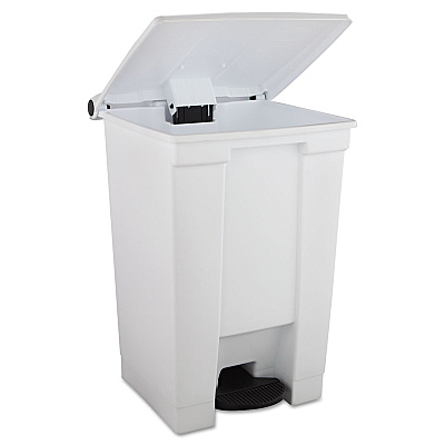 Rubbermaid Commercial Indoor Utility Step-On Waste Container, 12 gal, Plastic, White (RCP6144WHI)