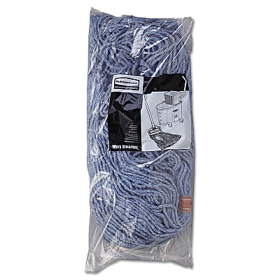 Rubbermaid Commercial Cotton/synthetic Cut-End Blend Mop Head, 24 Oz, 1" Band, Blue, 12/carton (RCPF51812BLU)