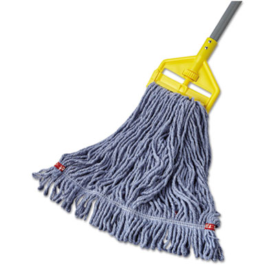 Rubbermaid Commercial Web Foot Wet Mop Head, Shrinkless, Cotton/synthetic, Blue, Medium, 6/carton (RCPA212BLU)