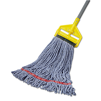 Rubbermaid Commercial Web Foot Wet Mop Head, Shrinkless, Cotton/Synthetic, Blue, Medium, 6/Carton (RCPA252BLU)