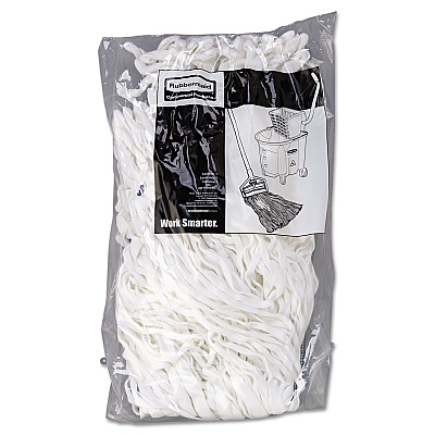 Rubbermaid Commercial Clean Room Mop Head, Rayon, Loop-End, Medium, White, 12/Carton (T300)