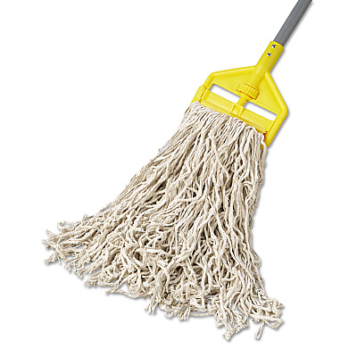 Rubbermaid Commercial Premium Cut-End Cotton Wet Mop Head, 24 oz, White, 1" White Band, 12/Carton (RCPF11812)