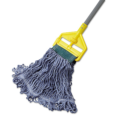 Rubbermaid Commercial Super Stitch Blend Mop Head, Medium, Cotton/Synthetic, Blue, 6/Carton (RCPD252BLU)