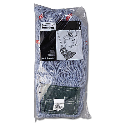 Rubbermaid Commercial Web Foot Wet Mop Head, Shrinkless, Cotton/Synthetic, Blue, Medium, 6/Carton (RCPA252BLU)