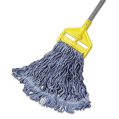 Rubbermaid Commercial Super Stitch Blend Mop Head, Medium, Cotton/Synthetic, Blue, 6/Carton (RCPD212BLU)