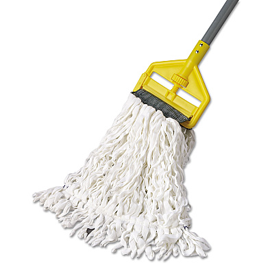 Rubbermaid Commercial Clean Room Mop Head, Rayon, Loop-End, Medium, White, 12/Carton (T300)