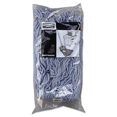 Rubbermaid Commercial Web Foot Wet Mop Head, Shrinkless, Cotton/synthetic, Blue, Medium, 6/carton (RCPA212BLU)